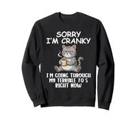 I'm Cranky I'm Going Through My Terrible 70's Funny Cat Sweatshirt