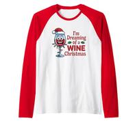 I'm Dreaming of A Wine Christmas Funny Drinking Christmas Holiday Manche Raglan