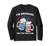 I'm Drinking for Two This Year USA Flag Beer 4th of July Manche Longue