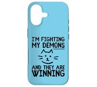 Im Fighting My Demons and They are Winning Funny Cat Meme Coque pour iPhone 17