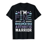 I'm Fine Arthrite rhumatoïde Warrior Trouble Auto-Immune T-Shirt Graphique avec Valeur, Homme, Noir, S