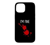 I'm Fine Bâillon d'horreur Amusant avec Taches de Sang Coque pour iPhone 15
