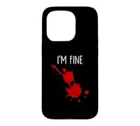 I'm Fine Bâillon d'horreur Amusant avec Taches de Sang Coque pour iPhone 15 Pro