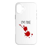 I'm Fine Bâillon d'horreur Amusant avec Taches de Sang Coque pour iPhone 16 Plus
