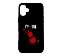 I'm Fine Bâillon d'horreur Amusant avec Taches de Sang Coque pour iPhone 16 Plus