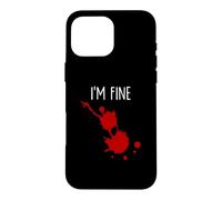 I'm Fine Bâillon d'horreur Amusant avec Taches de Sang Coque pour iPhone 16 Pro Max