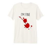 I'm Fine Bâillon d'horreur Amusant avec Taches de Sang T-Shirt Haut de Gamme