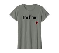 I'm Fine Bloody Funny Horror Halloween Hommes Femmes T-Shirt, Femme, Vert Kaki chiné, M