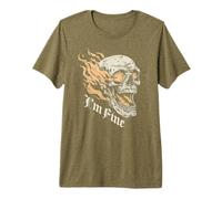 I'm Fine, Everything's Fine - Flaming Skull T-Shirt Haut de Gamme