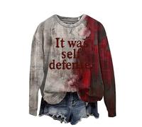 I'M Fine Sweat-shirt d'Halloween pour femme - Hauts sanglants amusants - Grande taille - Costumes d'Halloween à manches longues - T-shirts de festival, Rouge #2., S