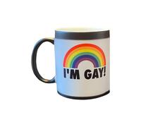 I'm Gay Rainbow Mug humoristique avec changement de chaleur Inscription « Appears As It Heats Perfect » et accessoires (9,5 x 11,5 x 8 cm)