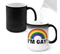 I'm Gay - Tasse à café en céramique 330 ml, tasse à chaleur changeante avec arc-en-ciel et cadeau caché, tasse gaybienne amusante