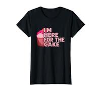 I'm Here for The Cake Mariage Gâteau T-Shirt Graphique avec Valeur, Femme, Noir, S