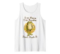 I'm Here I'm Awake Morning Mood Grumpy Frog Meme Coffee Débardeur