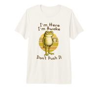 I'm Here I'm Awake Morning Mood Grumpy Frog Meme Coffee T-Shirt Haut de Gamme