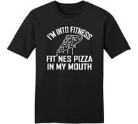 I'm Into Fitness Fti'Ness Pizza in My Mouth Funny Mens Soft T Shirt Food Tee Black Hemden(XX-Large)