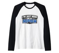 I'm Just Here for My Nephew Funny Newborn Baby Oncle Aunt Manche Raglan