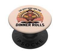 I'm Just Here for The Dinner Rolls Retro Turkey Thanksgiving PopSockets PopGrip Adhésif