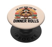 I'm Just Here for The Dinner Rolls Retro Turkey Thanksgiving PopSockets PopGrip Adhésif