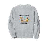 I'm Just Here for The Food and Drinks Funny Party Sweatshirt, Unisexe pour Adultes, Gris Chiné, L