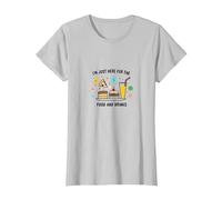 I'm Just Here for The Food and Drinks Funny Party T-Shirt, Femme, Argent, XXL