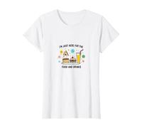 I'm Just Here for The Food and Drinks Funny Party T-Shirt, Femme, Blanc, XXL