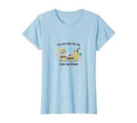 I'm Just Here for The Food and Drinks Funny Party T-Shirt, Femme, Bleu Céleste, XL