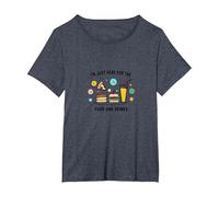 I'm Just Here for The Food and Drinks Funny Party T-Shirt, Femme Grandes Tailles, Bleu Chiné, 5X