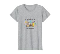 I'm Just Here for The Food and Drinks Funny Party T-Shirt, Femme, Gris Chiné, S
