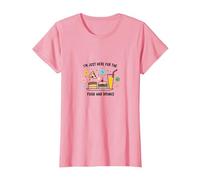 I'm Just Here for The Food and Drinks Funny Party T-Shirt, Femme, Rose, 3XL