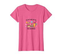 I'm Just Here for The Food and Drinks Funny Party T-Shirt, Femme, Rose chiné, S