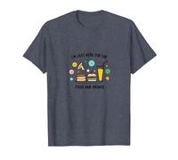 I'm Just Here for The Food and Drinks Funny Party T-Shirt, Homme, Bleu Chiné, 3XL