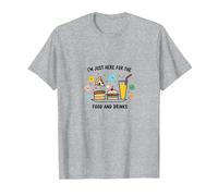 I'm Just Here for The Food and Drinks Funny Party T-Shirt, Homme, Gris Chiné, S