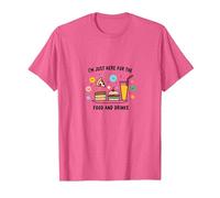 I'm Just Here for The Food and Drinks Funny Party T-Shirt, Homme, Rose chiné, S