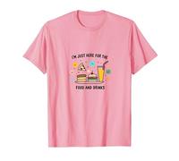 I'm Just Here for The Food and Drinks Funny Party T-Shirt, Homme, Rose, M