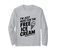 I'm Just Here for The Free Ice Cream Fun Summer Humour Manche Longue