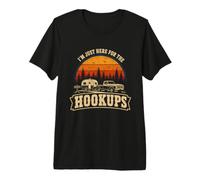 I'm Just Here for The Hookups Funny Camping Rétro Vieilli T-Shirt Haut de Gamme