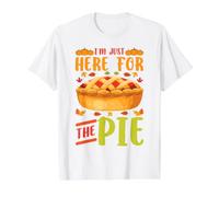 Im Just Here for The Pie Dîner de Thanksgiving drôle Turquie T-Shirt Graphique avec Valeur, Homme, Blanc, L
