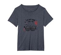 Im Just Here for The Plot Twist Bookworm Reading T-Shirt, Femme Grandes Tailles, Bleu Chiné, 5X