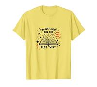 Im Just Here for The Plot Twist Bookworm Reading T-Shirt, Homme, Citron, XL