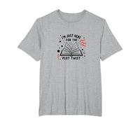 Im Just Here for The Plot Twist Bookworm Reading T-Shirt, Homme Grandes Tailles, Gris Chiné, 5X Tall