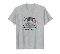 Im Just Here for The Plot Twist Bookworm Reading T-Shirt, Homme, Gris Chiné, XXL