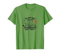 Im Just Here for The Plot Twist Bookworm Reading T-Shirt, Homme, Herbe, M