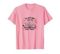 Im Just Here for The Plot Twist Bookworm Reading T-Shirt, Homme, Rose, L