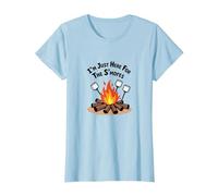 I'm Just Here for The S'mores Campfire Humour T-Shirt, Femme, Bleu Céleste, 3XL