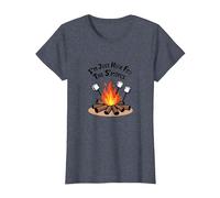 I'm Just Here for The S'mores Campfire Humour T-Shirt, Femme, Bleu Chiné, XL