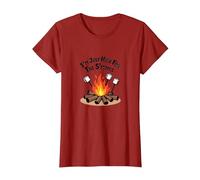 I'm Just Here for The S'mores Campfire Humour T-Shirt, Femme, Canneberge, 3XL