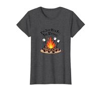 I'm Just Here for The S'mores Campfire Humour T-Shirt, Femme, Chiné Foncé, S