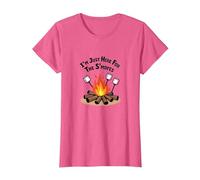 I'm Just Here for The S'mores Campfire Humour T-Shirt, Femme, Rose chiné, XS