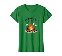 I'm Just Here for The S'mores Campfire Humour T-Shirt, Femme, Vert Kelly, XS